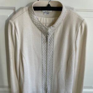 JSS Knit Cream Color with Silver Decorations Suit Jacket and Shirt